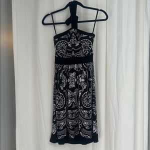 White House Black Market Strapless Black and White Dress